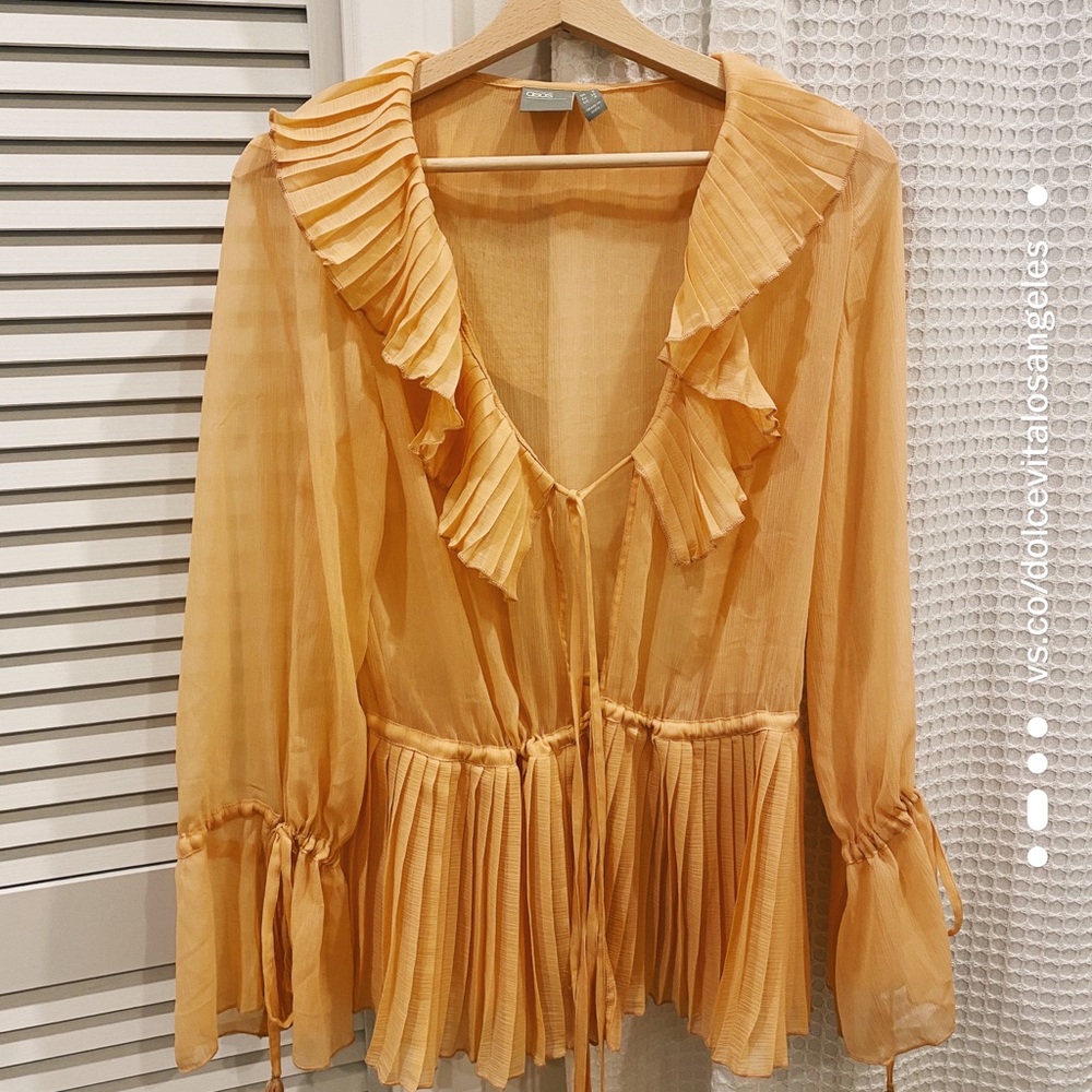 Asos peach blouse long sleeve
